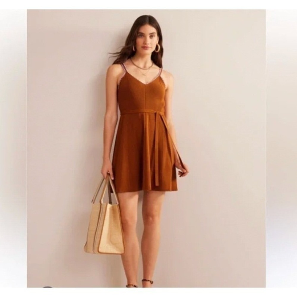 Boden Crochet Trim Knitted Dress Boho Crochetcore Festival Sz 12L NWT